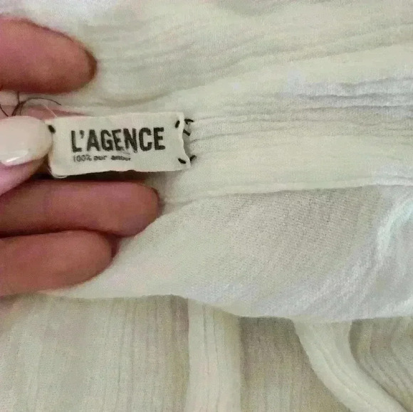 L'AGENCE White Crepe Maxi Dress Side Slit Button Up Sash cream Cardigan duster - Picture 11 of 12